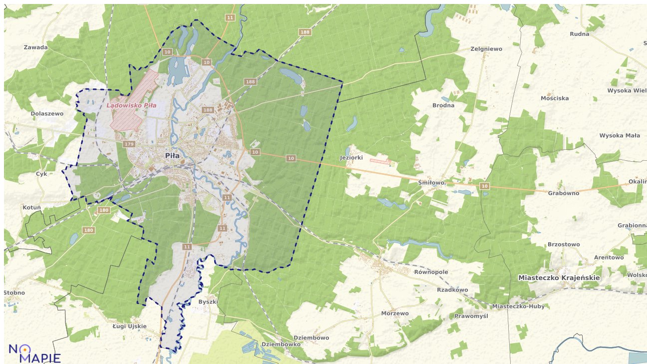 Mapa obszarów ochrony przyrody Piły